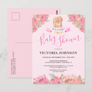Postal Barrera Floral De Boho Barrera De La Baby Shower D