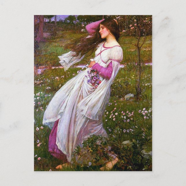 Postal Barrido de viento por John William Waterhouse (Anverso)