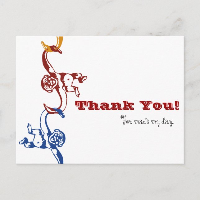 Postal Barril de monos Gracias Postcard (Anverso)