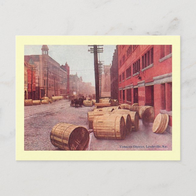 Postal Barriles de tabaco, Louisville, Vintage de Kentuck (Anverso)