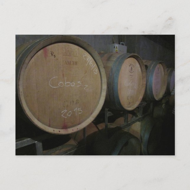 Postal barriles de vino rojos (Anverso)