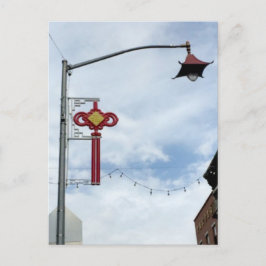 Postal Barrio chino de faroles callejeros en NYC