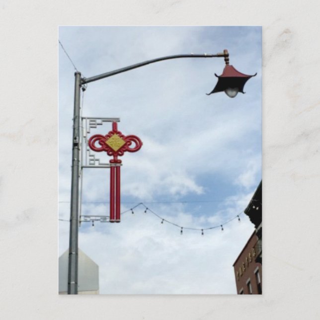 Postal Barrio chino de faroles callejeros en NYC (Anverso)