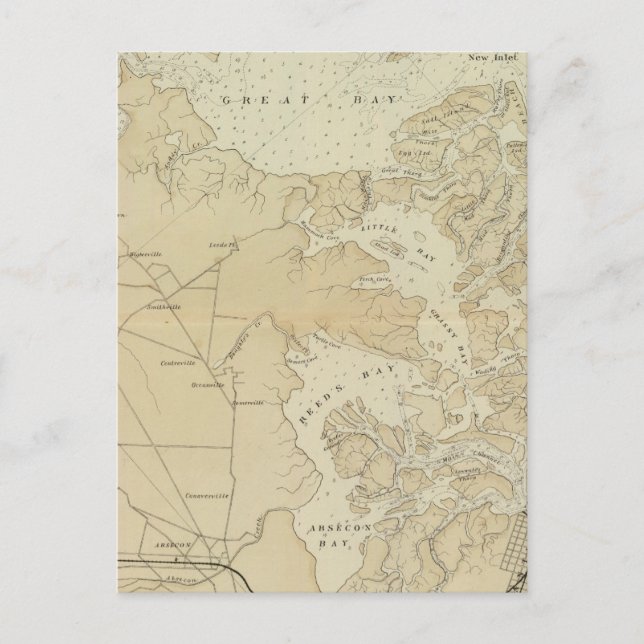 Postal Barrio costero Tuckerton a Absecon Beach Chart (Anverso)