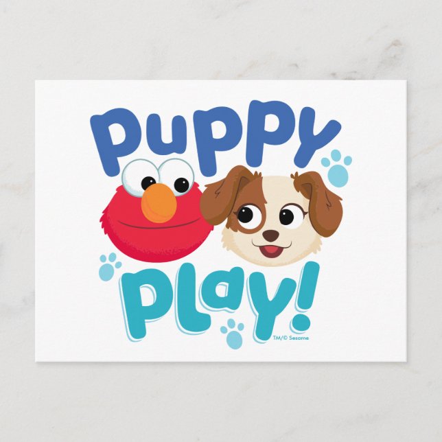 Postal Barrio Sésamo | Jugar con pipa a Elmo y Tango (Anverso)