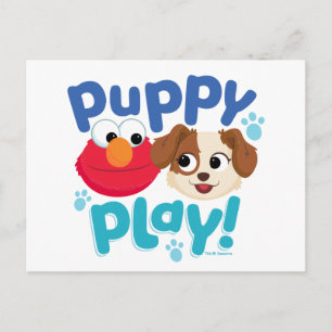 Postal Barrio Sésamo   Jugar con pipa a Elmo y Tango