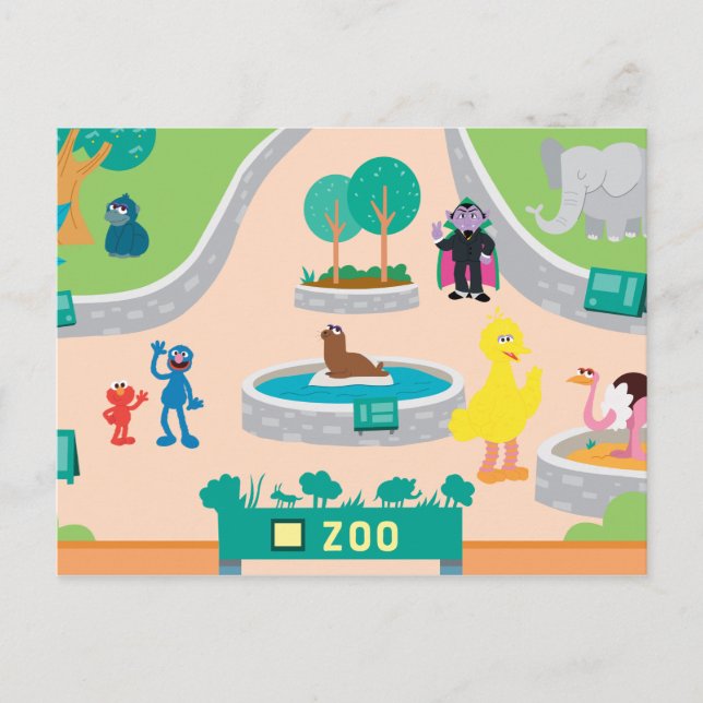 Postal Barrio Sésamo | Zoo Scene (Anverso)