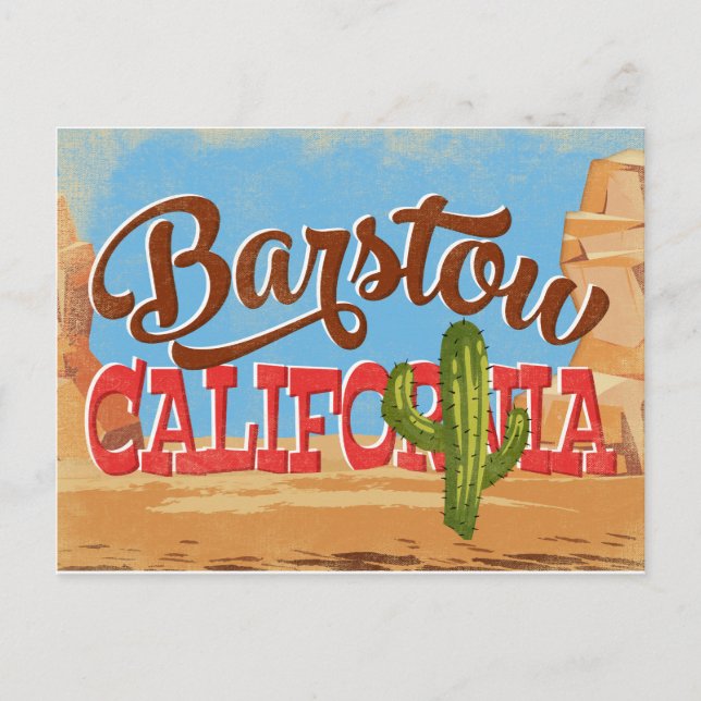 Postal Barstow California Dibujo Animado Desierto Viaje R (Anverso)