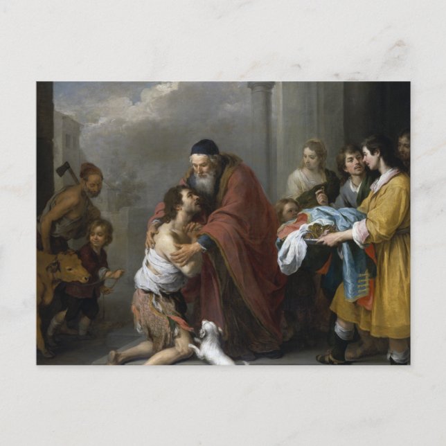 Postal Bartolomé Esteban Murillo-Retorno del pródigo (Anverso)