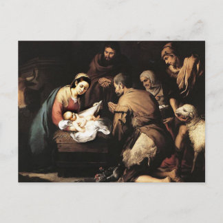 Postal Bartolomé Murillo - La adoración de los pastores