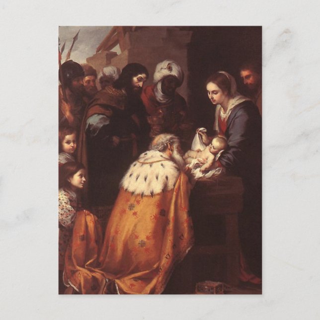 Postal Bartolomé Murillo - La Adoración del Magi (Anverso)