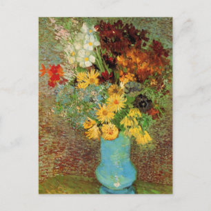 Postal Base con daisies y anémonas de Vincent van Gogh