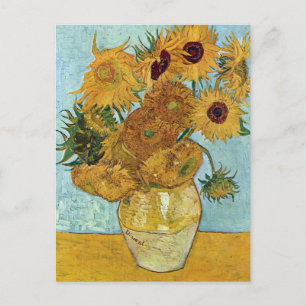 Postal Base con doce girasoles de Van Gogh