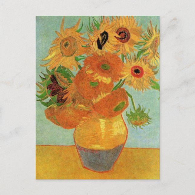 Postal Base con doce girasoles de Vincent van Gogh (Anverso)