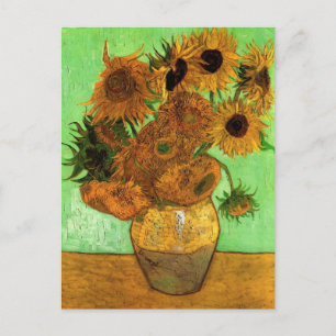 Postal Base con doce girasoles de Vincent van Gogh