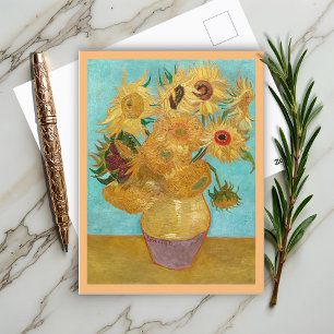 Postal Base con doce girasoles de Vincent Van Gogh