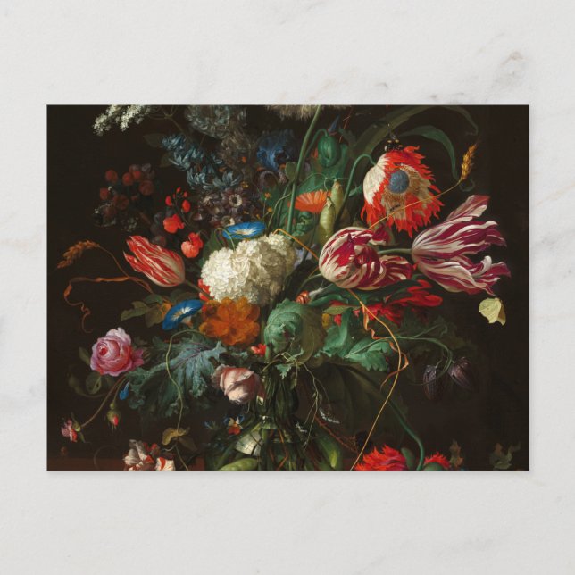Postal Base de flores, 1660, por Jan Davidsz de Heem (Anverso)