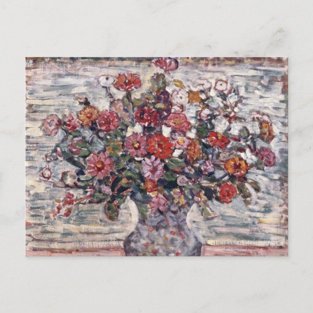 Postal Base de flores, Zinnias de Maurice Prendergast (Anverso)