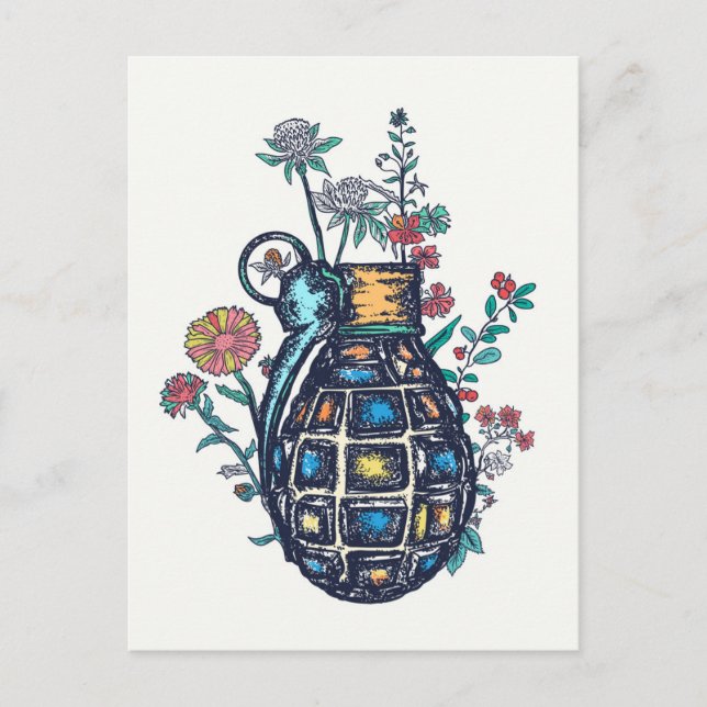 Postal Base de granadas de mano para flores (Anverso)