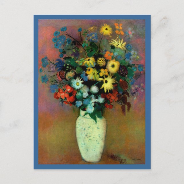 Postal Base de Odilon Redon con flores (1914) (Anverso)