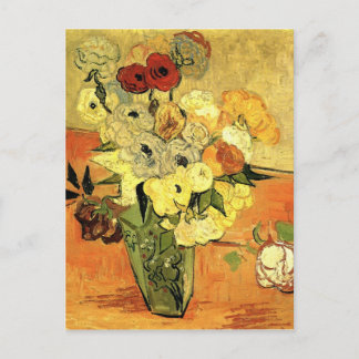 Postal Base japonesa con Rosas y anémonas de van Gogh