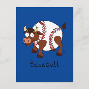 Postal Basebull Funny Bull Béisbol Postcard
