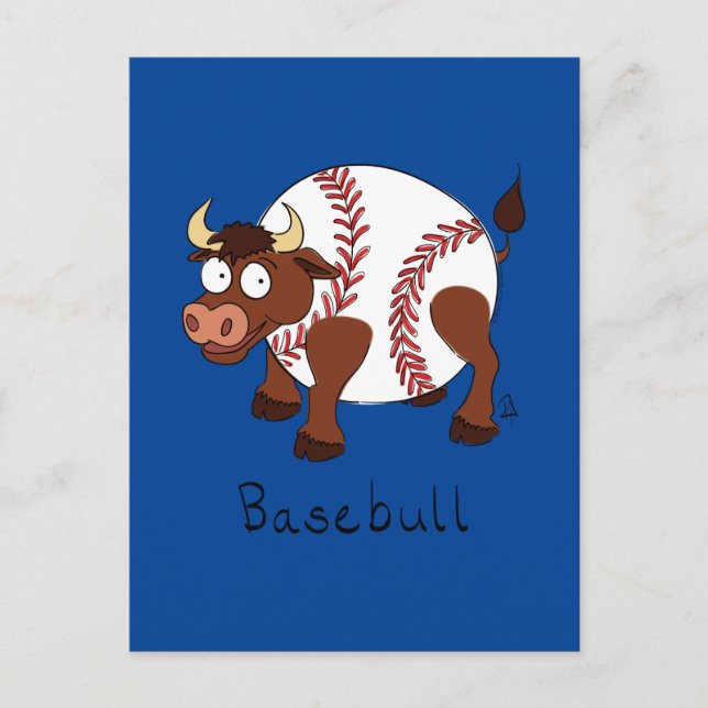 Postal Basebull Funny Bull Béisbol Postcard (Anverso)