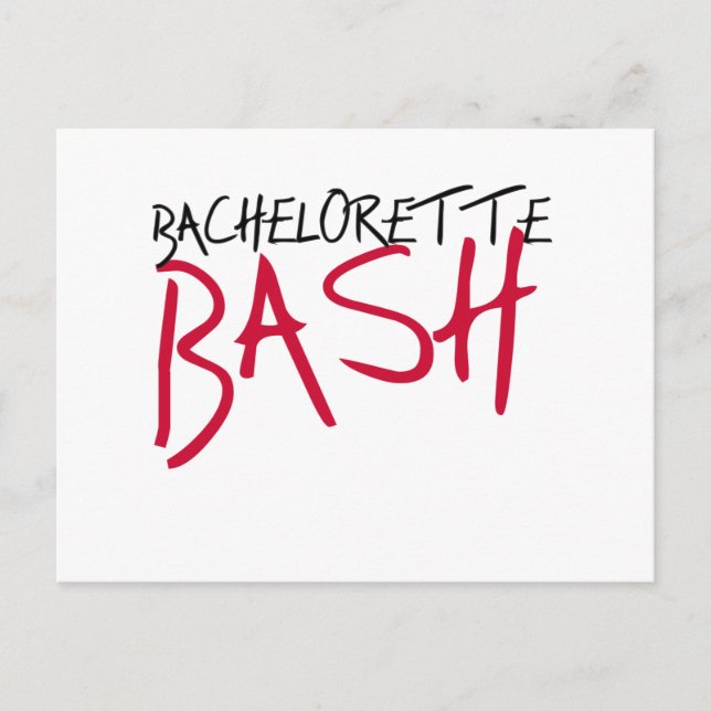 Postal Bash de Bachelorette Negro/Rojo (Anverso)