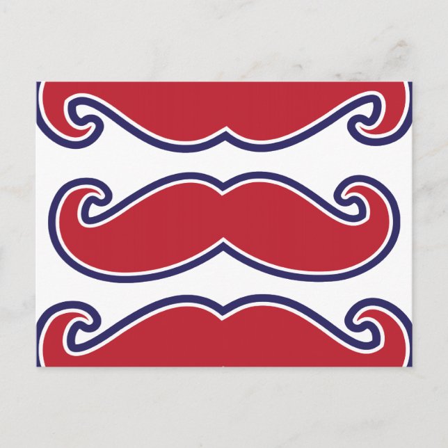 Postal Bash de bigote - Rojo, Blanco y Azul (Anverso)