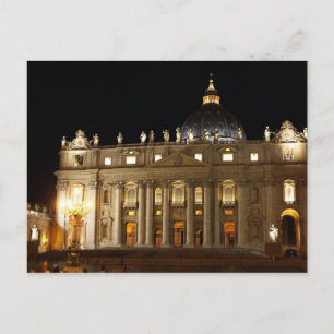 Postal Basílica de la Ciudad del Vaticano por la noche