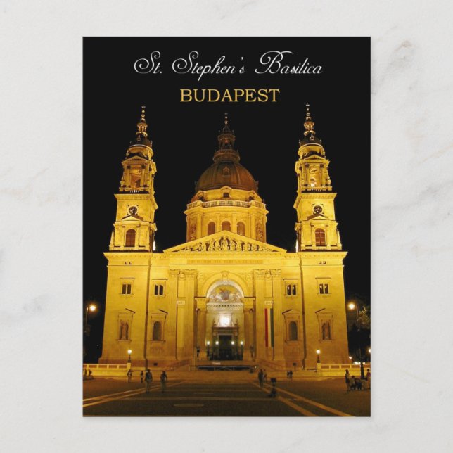 Postal Basílica de San Esteban de noche, Budapest, Hungrí (Anverso)