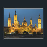Postal Basílica de Zaragoza en la Postcarta Nocturna<br><div class="desc">La Basílica se iluminó por la noche en Zaragoza,  España.</div>