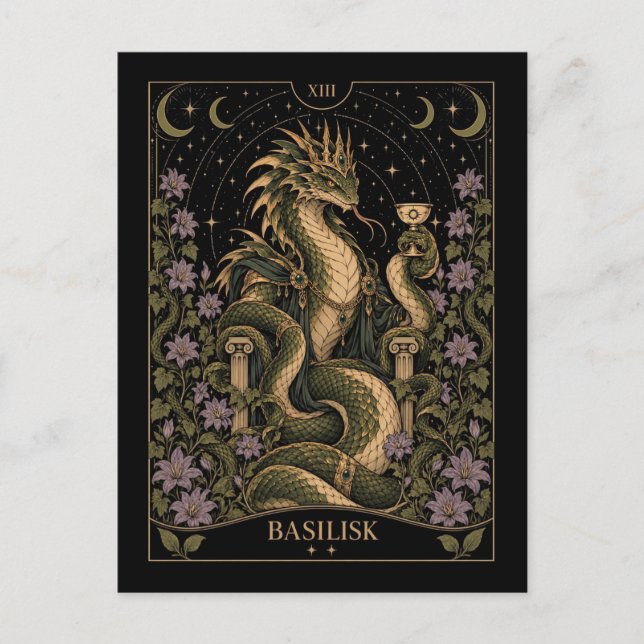 Postal Basilisco, Arte del Tarot Starlit (Anverso)