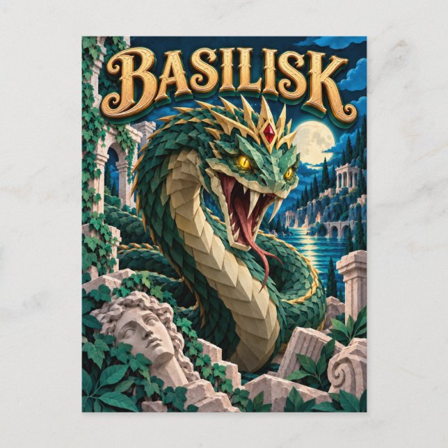 Postal Basilisco, Monstruo de Corte de Papel (Anverso)