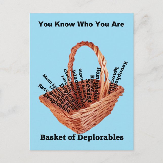 Postal Basket of Deplorables Words Postcard (Anverso)