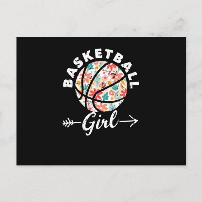 Postal Basketball girl ball player fan team (Anverso)