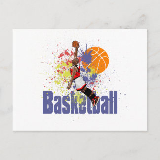 Postal Basketball Player With Paint Splashes