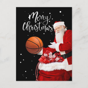 Postal Básquetbol Feliz Navidad con Santa Claus