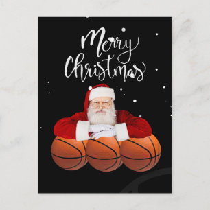 Postal Básquetbol Feliz Navidad con Santa Claus