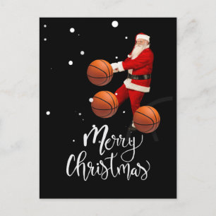 Postal Básquetbol Feliz Navidad con Santa Claus