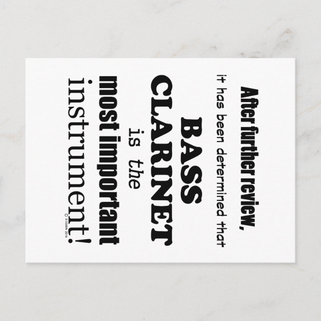 Postal Bass Clarinet Instrumento Más Importante (Anverso)