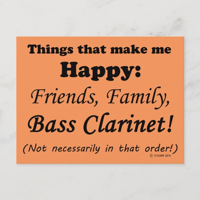 Postal Bass Clarinet me hace feliz (Anverso)