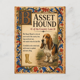Postal Basset Hound, Arte de Bestiario Medieval