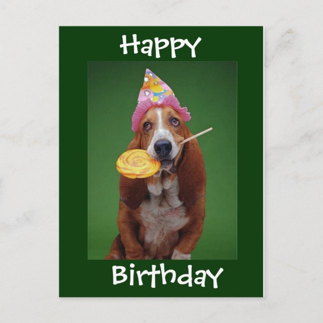 Postal Basset Hound Birthday Lollipop (Anverso)
