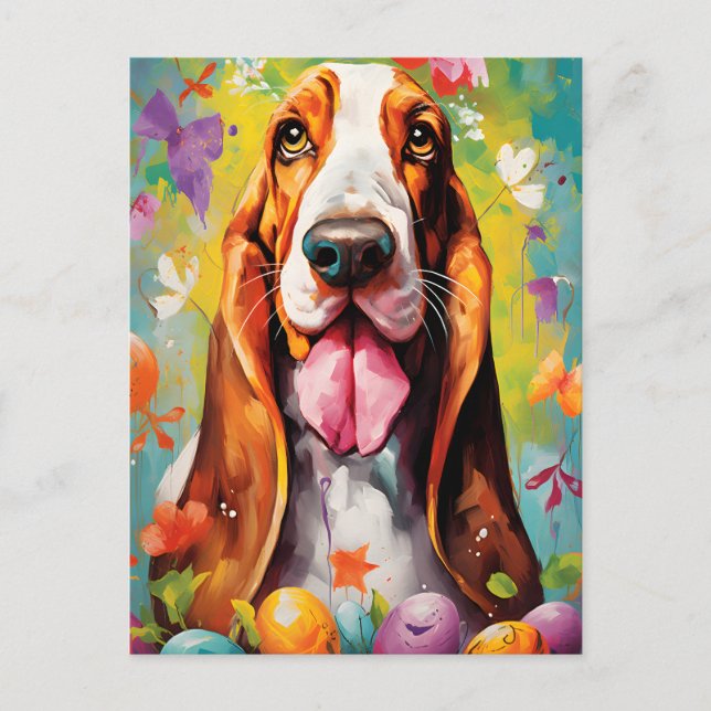 Postal Basset Hound Happy Easter (Anverso)
