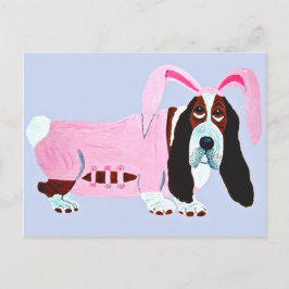Postal Basset Hound In Pink Bunny Suit