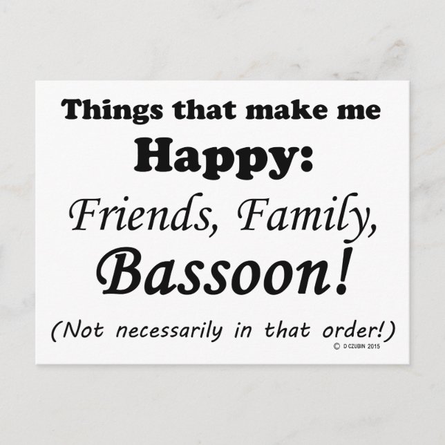 Postal Bassoon me hace feliz (Anverso)