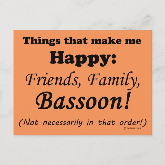Postal Bassoon me hace feliz (Anverso)