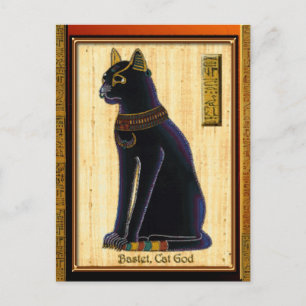 Postal BASTET ~ Arte histórico del gato egipcio Dios mío