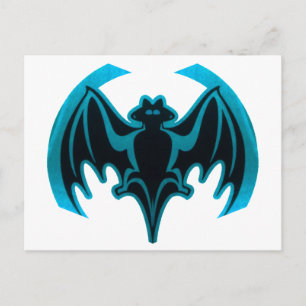 Postal Bat Cyan El MUSEO Regalos Zazzle